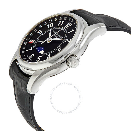 Frederique Constant, Moontimer Black Dial Stainless Steel Men's Watch