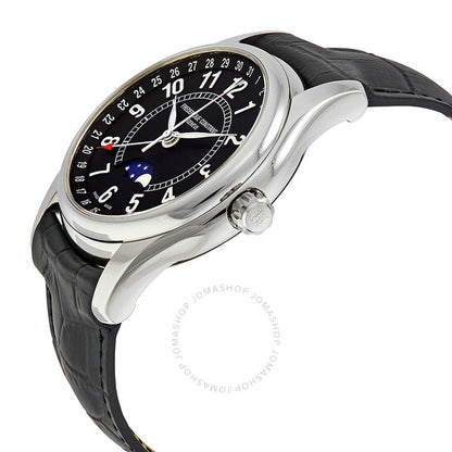 Frederique Constant, Moontimer Black Dial Stainless Steel Men's Watch