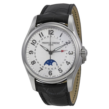 Frederique Constant, Runabout Moonphase White Dial Black Leather Men's Watch