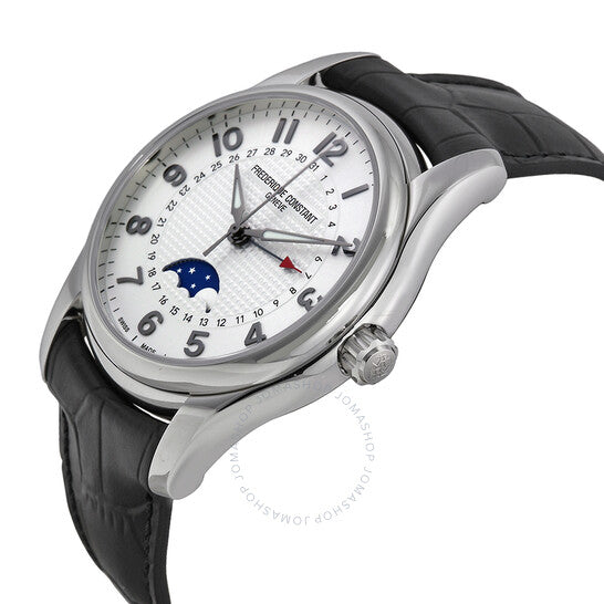 Frederique Constant, Runabout Moonphase White Dial Black Leather Men's Watch