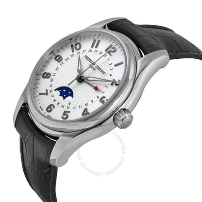 Frederique Constant, Runabout Moonphase White Dial Black Leather Men's Watch