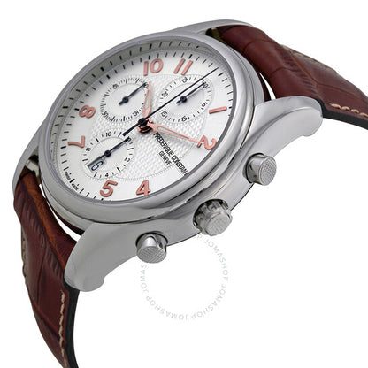 Frederique Constant, Runabout Chronograph Automatic Silver Guilloche Leather Men's Watch