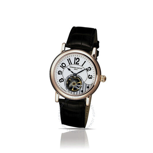Frederique Constant, Silver Dial Black Leather Men's Watch
