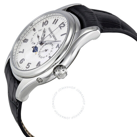 ساعة فريدريك كونستانت للرجال، مصنوعة من الجلد، بمينا فضي