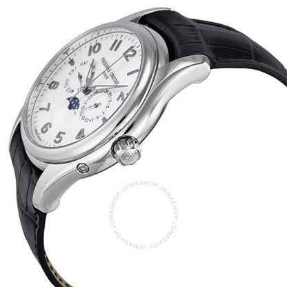 ساعة فريدريك كونستانت للرجال، مصنوعة من الجلد، بمينا فضي