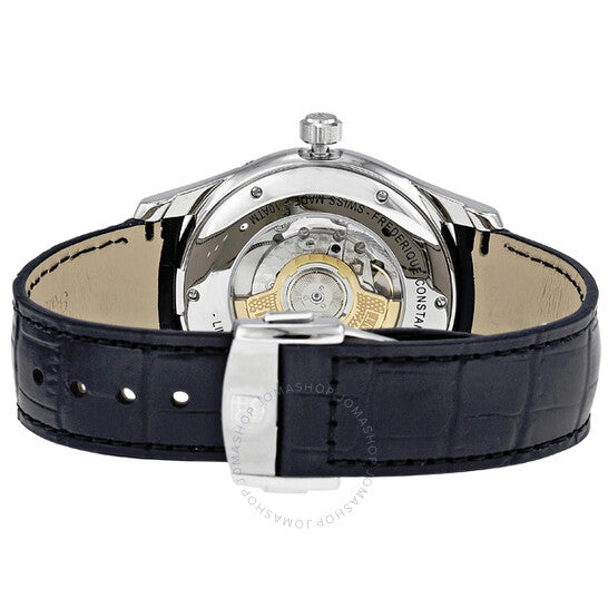 ساعة فريدريك كونستانت للرجال، مصنوعة من الجلد، بمينا فضي