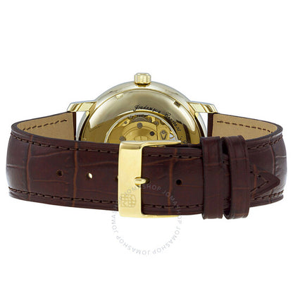 Frederique Constant, Silver Guilloche Brown Leather Men's Watch