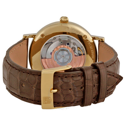 Frederique Constant, Silver Guilloche Dial Brown Leather Men's Watch