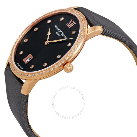 Frederique Constant, Slim Line Joaillerie Dark Grey Dial Ladies Watch