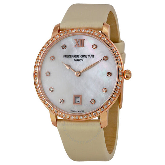 Frederique Constant, Slim Line Joaillerie Mother of Pearl Diamond Ladies Watch 220MPW4SD34