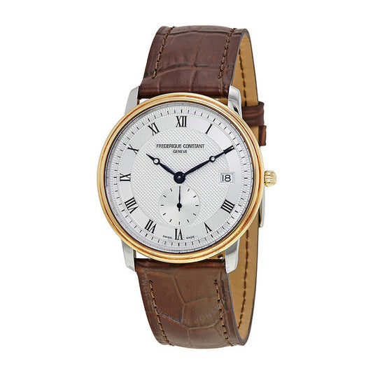 Frederique Constant, Slim Line Quartz Silver Guilloche Gold-Plated Men's Watch