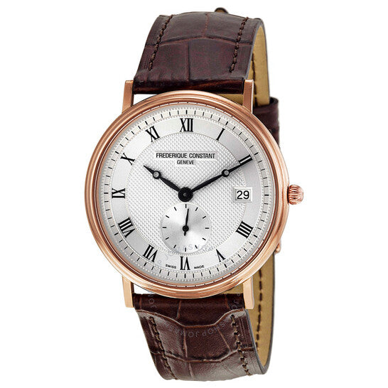 Frederique Constant, Slim Line Rose Gold Brown Leather Men's Watch