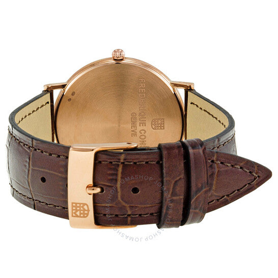 Frederique Constant, Slim Line Rose Gold Brown Leather Men's Watch