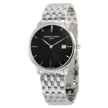 Frederique Constant, Slimline Automatic Black Dial Stainless Steel Men's Watch