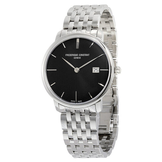 Frederique Constant, Slimline Automatic Black Dial Stainless Steel Men's Watch