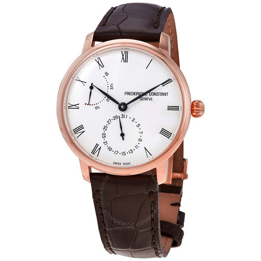 ساعة فريدريك كونستانت سليملاين أوتوماتيكية للرجال بمينا فضي