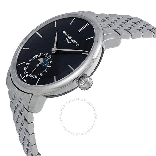 Frederique Constant, Slimline Moonphase Navy Blue Dial Steel Men's Watch