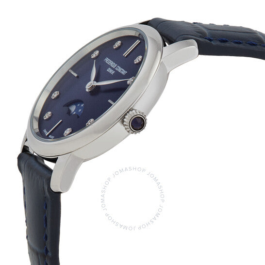 Frederique Constant, Slimline Moonphase Quartz Diamond Blue Dial Ladies Watch