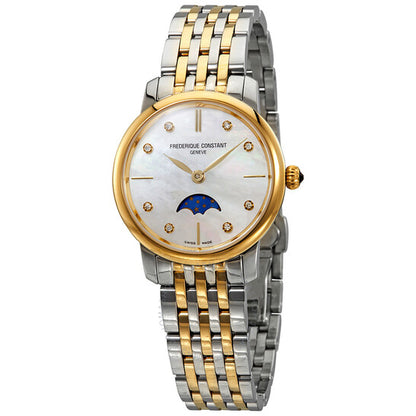 Frederique Constant, Slimline Mother of Pearl Diamond Dial Ladies Watch