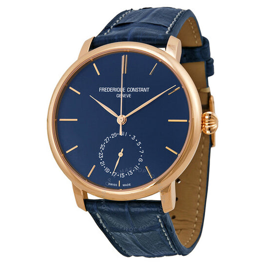 Frederique Constant, Slimline Navy Dial Navy Leather Men's Watch