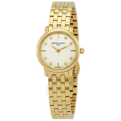 Frederique Constant, Slimline Quartz Diamond White Dial Ladies Watch