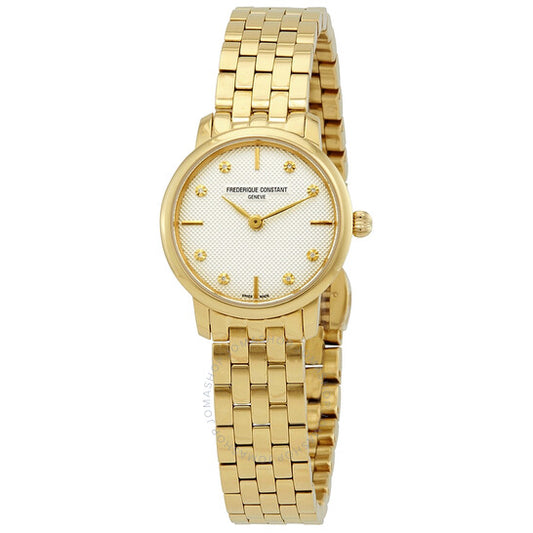 Frederique Constant, Slimline Quartz Diamond White Dial Ladies Watch