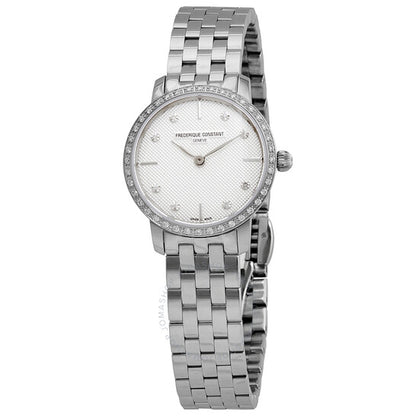 Frederique Constant, Slimline Quartz Diamond White Dial Ladies Watch