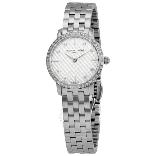 Frederique Constant, Slimline Quartz Diamond White Dial Ladies Watch