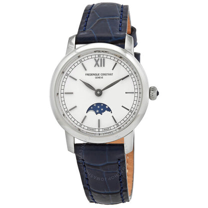 Frederique Constant, Slimline Quartz Moon Phase Silver Dial Ladies Watch