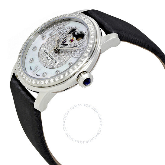 Frederique Constant, White Guilloche Heart Diamond Ladies Watch