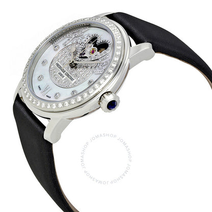 Frederique Constant, White Guilloche Heart Diamond Ladies Watch