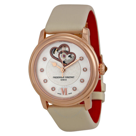 Frederique Constant, World Heart Federation Automatic White Dial White Strap Ladies Watch