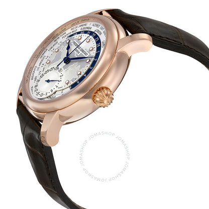 ساعة فريدريك كونستانت وورلدتايمر أوتوماتيكية للرجال بمينا فضي