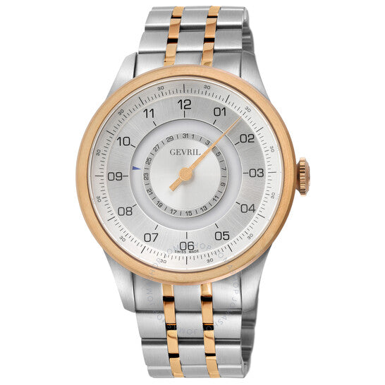 ساعة جيفريل جونز ستريت الأوتوماتيكية للرجال بمينا فضي