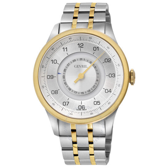 ساعة جيفريل جونز ستريت الأوتوماتيكية للرجال بمينا فضي