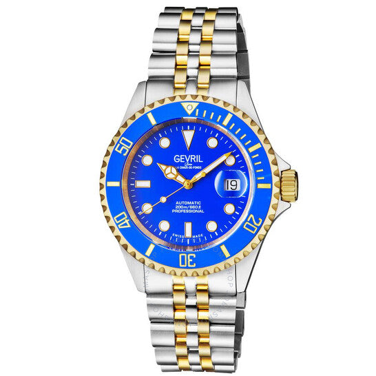 Gevril, Wall Street Automatic Blue Dial Two-tone Men's Watch