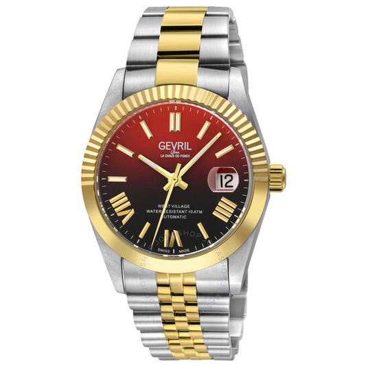 Gevril, West Village Fusion Elite Automatic Red Dial Men's Watch