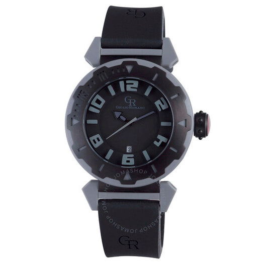 ساعة جوليو رومانو فيرارا للرجال، إطار دوار أسود، ميناء أسود، لون أسود