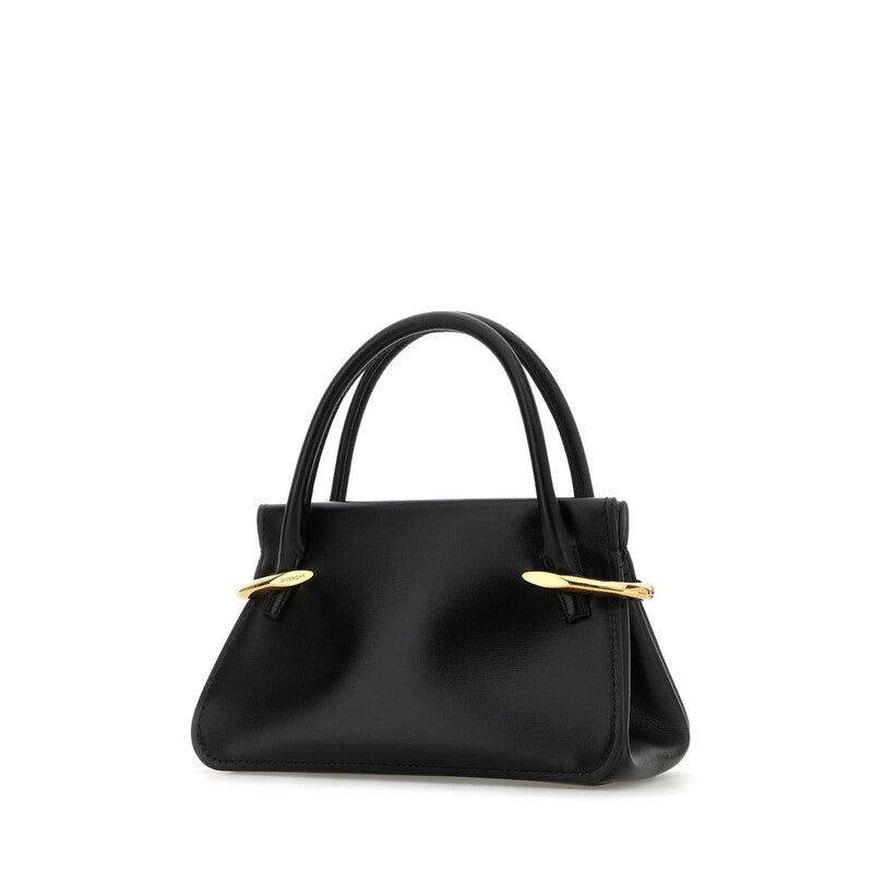 Black Leather Mini Pinch Handbag