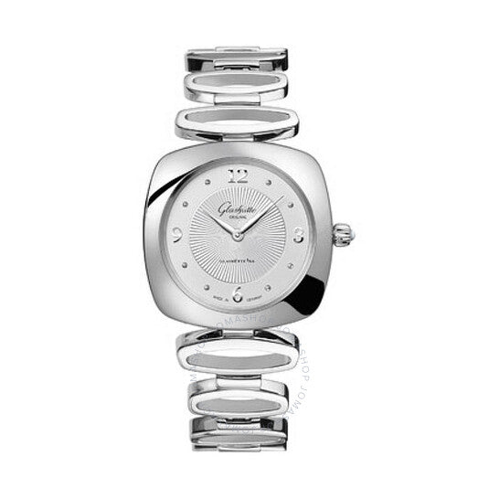 ساعة بافونينا كوارتز نسائية أصلية من جلاشوت، بمينا فضي