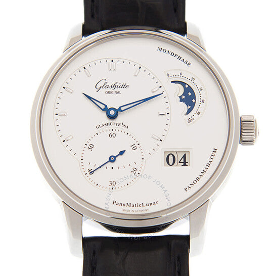 ساعة غلاشوت بانوماتيك لونار أوتوماتيكية للرجال بمينا أبيض، أصلية من غلاشوت