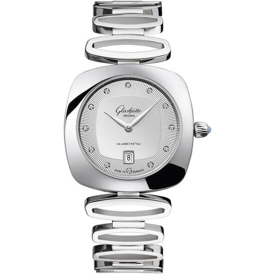 ساعة جلاشوت الأصلية، ساعة جلاشوت بافونينا الفضية بمينا ألماس للسيدات