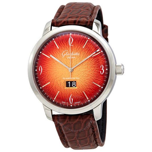 Glashutte Original, Glashutte Sixties Panorama Date Automatic Orange Dial Men's Watch