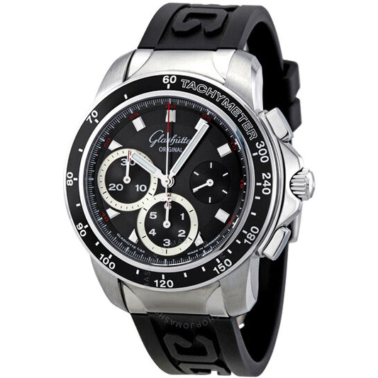 Glashutte Original, Glashutte Sport Evolution Chronograph Black Dial Black Rubber Men's Watch
