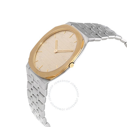 ساعة غوتشي 25H كوارتز للرجال بمينا بلون الشمبانيا