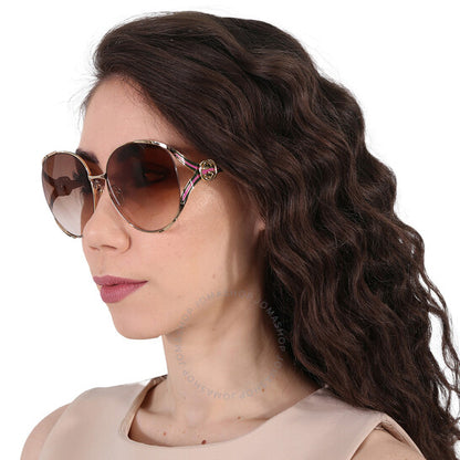Gucci, Brown Gradient Oval Ladies Sunglasses