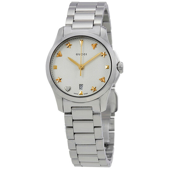 Gucci, G-Timeless Silver Dial Stainless Steel Ladies Watch YA126572