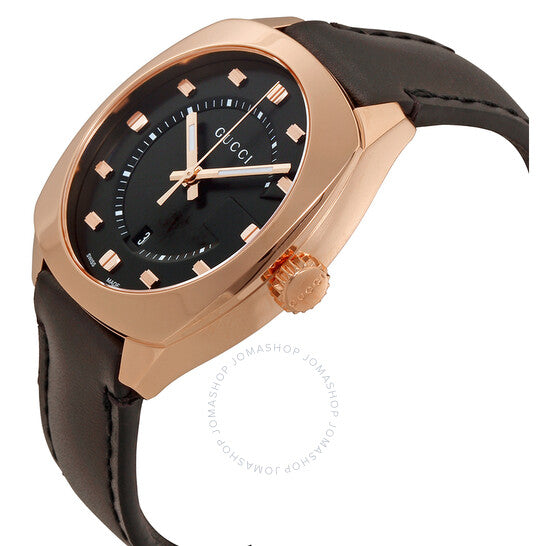 Gucci, GG2570 Black Dial Rose Gold-tone Men's Watch