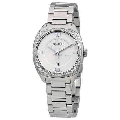 Gucci, GG2570 White Dial Stainless Steel Diamond Ladies Watch