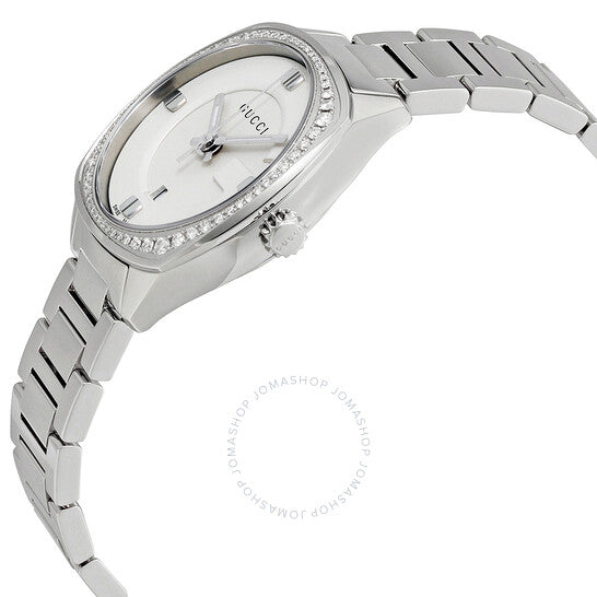 Gucci, GG2570 White Dial Stainless Steel Diamond Ladies Watch